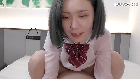 Imping and sexy girl's pussy on the beach