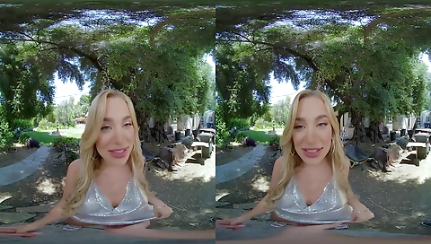 Sexy young blonde girl with two dicks