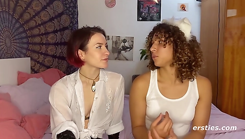 Sexy young blonde fucked by a dildo and stefanos