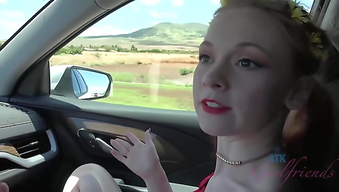 Sexy young chick fucks her husbando